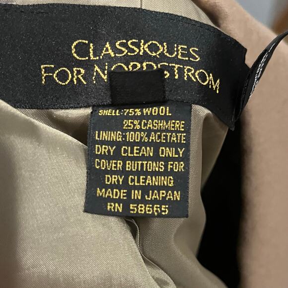 Vtg Classiques For Nordstrom Cashmere Wool Blazer M Gold Hardware Sage Luxury - Picture 7 of 10